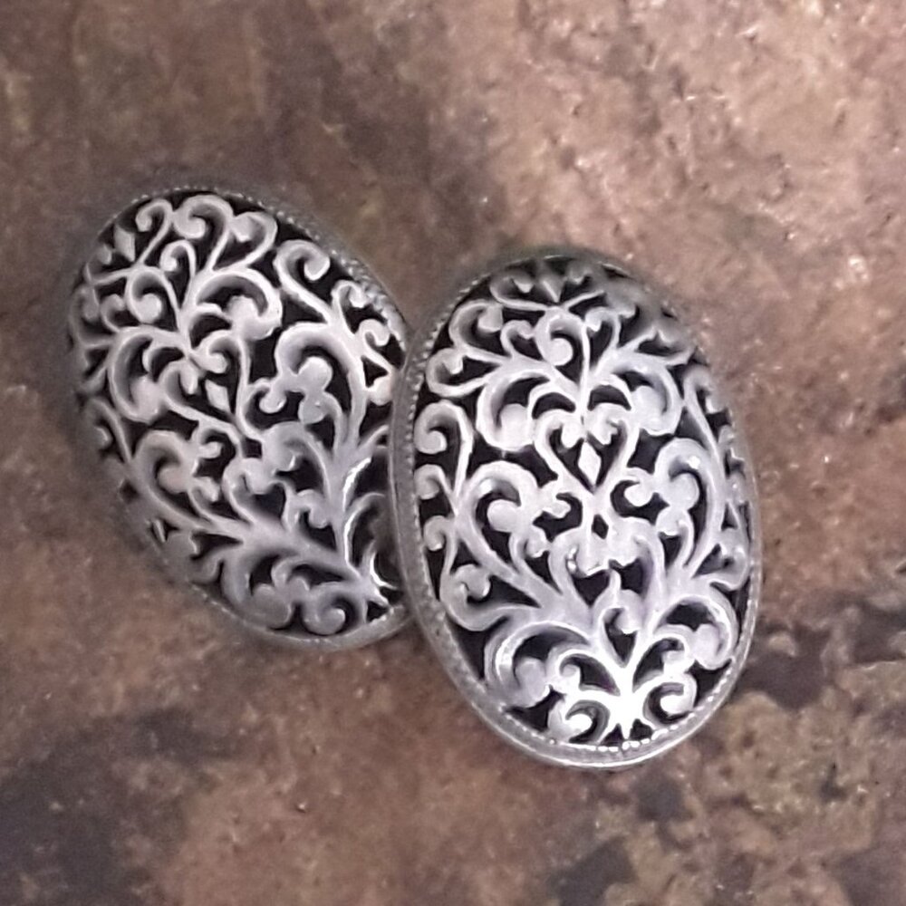 Vintage Sterling 925 Domed Open Scroll Post Earrings
